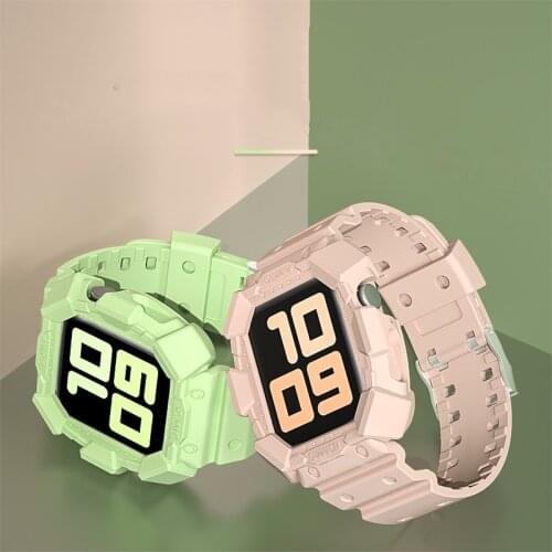 Case sports strap for Apple Watch strap seriesSE 6 2 3 4 5 Silicone transparent for Iwatch strap 38mm 40mm 42mm 44 mm Strap case