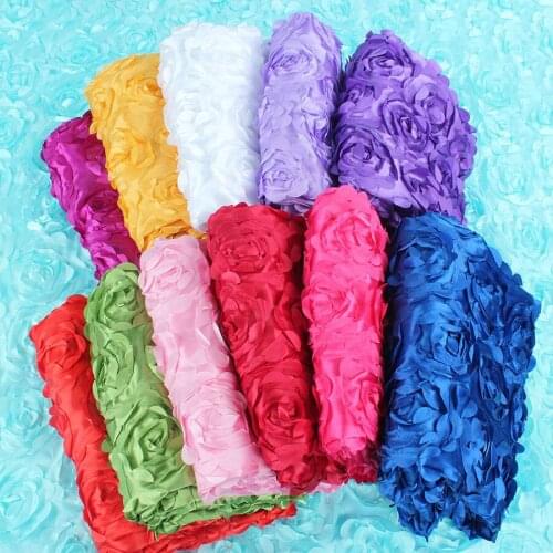 Rosette 3D pattern Taffeta Flower Fabric wedding carpet stage background 125cm wide (sold by the half meter)