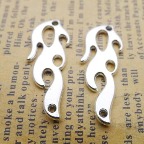 10pcs Silver 12*30mm Flame Charm Pendant, Used For Jewelry Making DIY Handmade Crafts