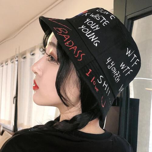 Hip hop hat men and women casual skateboard hat young fashion street personality love graffiti fisherman hat basin hat heart