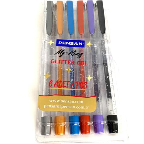 Pensan My King 6 Different & Vivid Colors Glitter Gel Ballpoint Pen to Highlight your writing