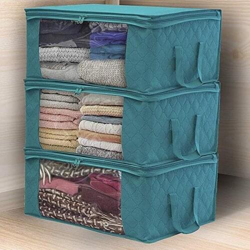 Folding Under Bed Quilt Blanket Home Clothes Storage Bag Durable Dustproof Zipper Closure Organizer With Handle Large Capacity