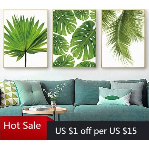 Tropical Banana Leaf Canvas Painting Fresh Palm Leaves Nordic Green Plant Poster Greenery Wall Picture Room Decoration