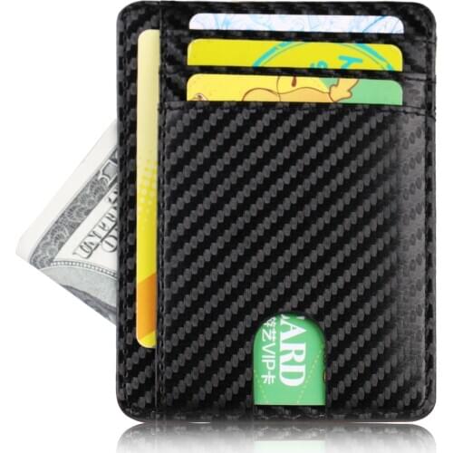 Unisex wallet business card holder pu leather coin pocket bus card Organizer purse bag men women multi-color