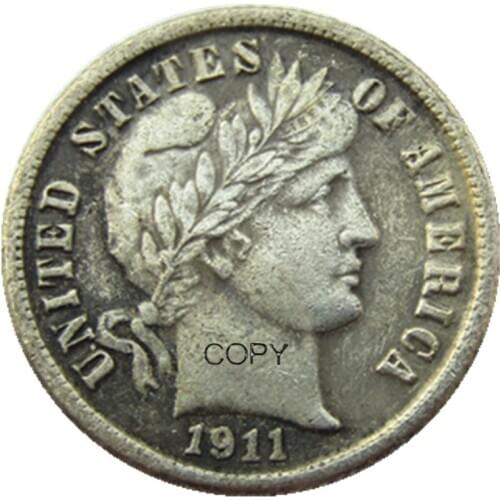 US Barber Dime 1911 P/S Silver Plated Copy Coins