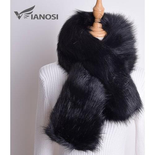 VIANOSI Winter Faux Fur Scarf Women Raccoon Fake fox fur Scarves Brand Collar Patchwork Eco-Friendly