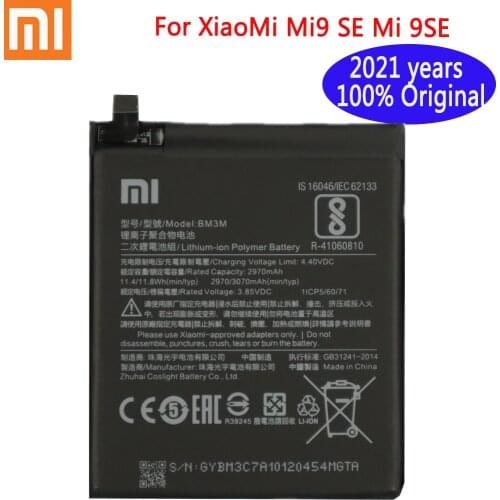 Xiao mi 100% Original Phone Battery For XiaoMi Mi9 SE Mi 9SE BM3M Genuine Phone Battery 3070mAh