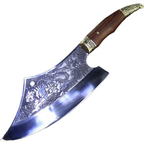 Household Arc Kitchen Knife Hand Forging Slicing Vegetable Knife Ghost Making Sharp Viking Bone Chopping Knife Cooking Tool