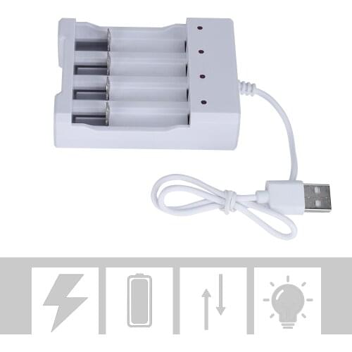 Battery Charging Station USB Output 4 Slots Fast Charging Battery Charger Short Circuit Protection AAA /AA Rechargeable Battery