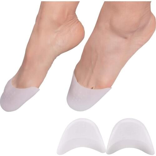 2 Pairs Soft Silicone Gel Toe Protectors Covers Caps Metatarsal with Forefoot Cushion Ballet Pointe Dance High Heel Shoe Pads