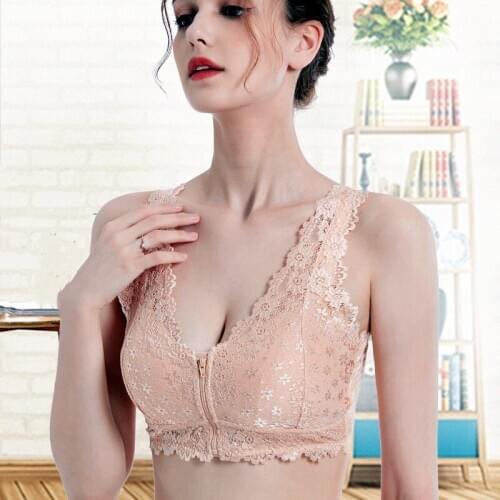Women Wireless Lace Bra Front Closure with pads 12pcs/set