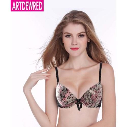 Christmas Promotion new luxury blue satin two breasted women underwear BC cup of adjustment plus side sexy push up bra