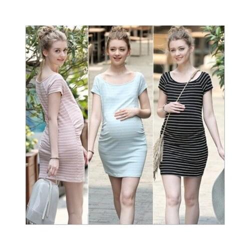 O-neck Short Sleeve Women striped Sexy maternity Loose dress For Pregnant Clothes Pregnancy Dresses Vestidos plus size