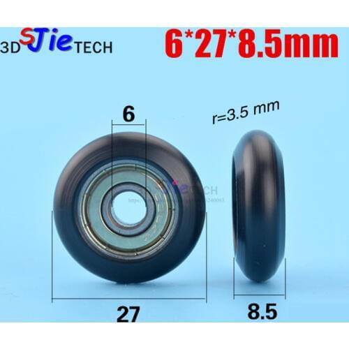 1pcs 6*27*8.5mm R type embedded bearing pulley plastic bearing wheel POM for 3D printer European standard 20 aluminum profile