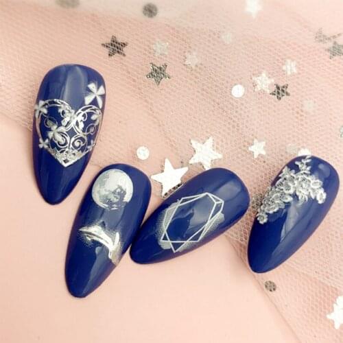 1pc White 5D Snowflake Nail Sticker Embossed Gradient Laser Water Slide Decals Butterfly Nail Art Nail Transfer Decal Decoration