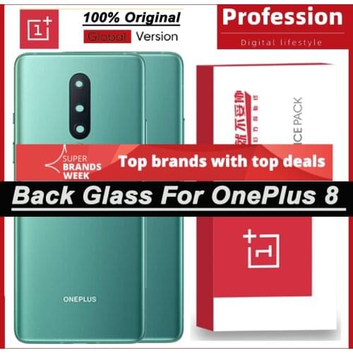 100% Original Back Battery Cover Rear Door Housing Case for OnePlus 8 With Camera Lens + Adhesive Tape Repair Parts