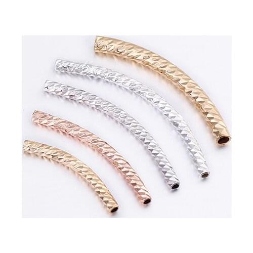 2PCS/Lot Length 20/25/30//35mm Copper Gold Plating End Caps Tube Connectors for Bracelet Jewelry Making Findings