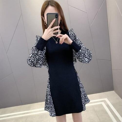 2021 Women Vintage Floral Print Long Sleeve Beach Dresses Female New Loose Casual Dresses Ladies Mid Dress Vestidos 3XL H1027