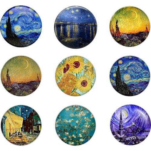 5pcs16mm20mm25mmVan Goghs Painting The Starry Night by Vincent Handmade Photo Glass Drop Style Cabochons Jewelry Accessories