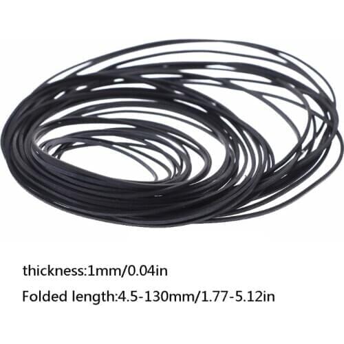 50Pcs/bag 1mm Mix Cassette Tape Machine Belts Assorted Flat Rubber Belt 45-130mm B85B