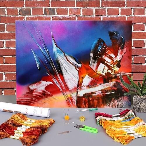 Abstract Bioakt Printed Fabric 11CT Cross-Stitch Patterns DIY Embroidery DMC Threads Hobby Handmade Sewing Craft Promotions