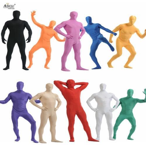Ainclu Mens Spandex Nylon Zentai MultiColor Body Second Skin Tight All-inclusive Dancewear Costume Hallween Bodysuit