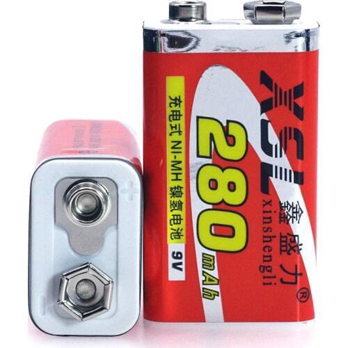 2PCS XSL New 9V 6F22 280mAh Ni-MH Rechargeable battery for Multimeter Wireless Microphone Meter Toy Remote Control KTV use