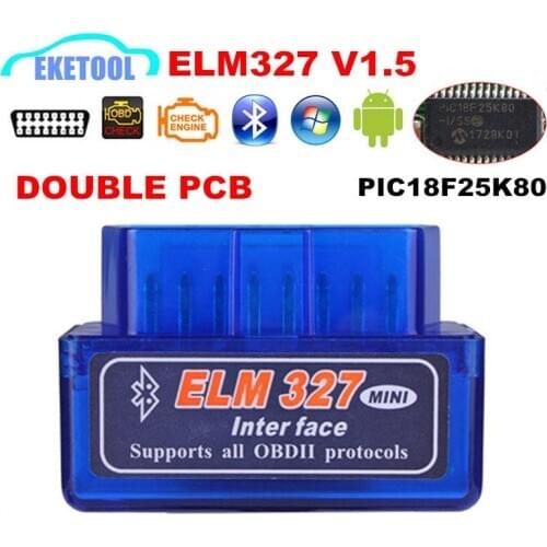 Hardware V1.5 Chip PIC18F25K80 ELM327 Bluetooth V1.5 Auto Code Reader Super MINI ELM 327 Works ON Android Symbian FW V1.5 BEST
