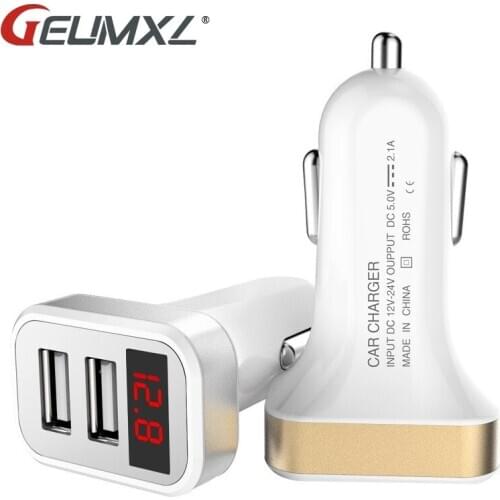 2.1A Charging Dual USB Car Charger Adapter With LED Display for iPhone 7 6s 5s Samsung Huawei Xiaomi ZTE Mobile Phones