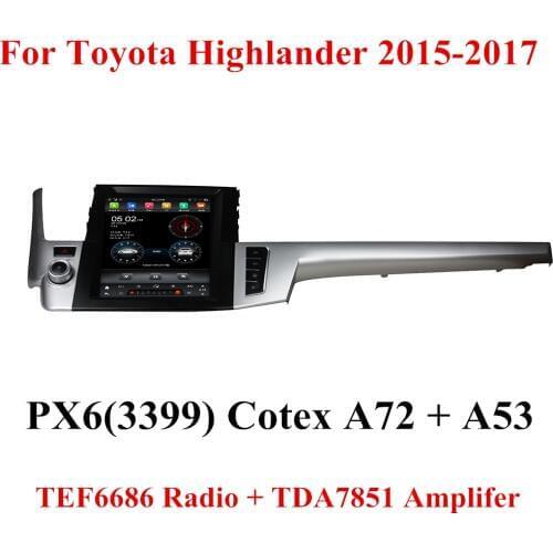 4GB RAM Tesla style IPS PX6 12.1" Android 9.0 Car Auto Radio DVD GPS for Toyota Highlander 2015 2016 2017 Bluetooth 5.0 WIFI