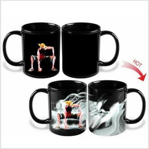 One Piece Monkey D Luffy Mug Cup Magic Ceramic Coffee Cups Hot Cold Heat Sensitive Color-Changing for friend Gift
