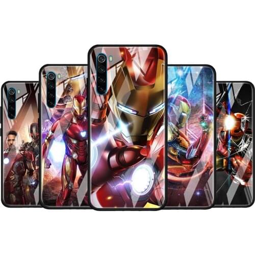 Iron Man Cool Marvel for Xiaomi Redmi K40 K30 K20 Pro Plus 9C 9A 9 8A 7 Luxury Shell Tempered Glass Phone Case Cover