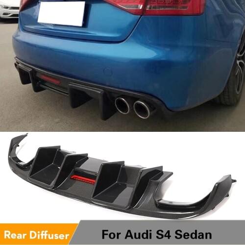 Car Rear Bumper Diffuser Lip Spoiler for Audi S4 B8 2008 - 2012 Car Rear Bumper Diffuser Lip Spoiler Protector Carbon Fiber