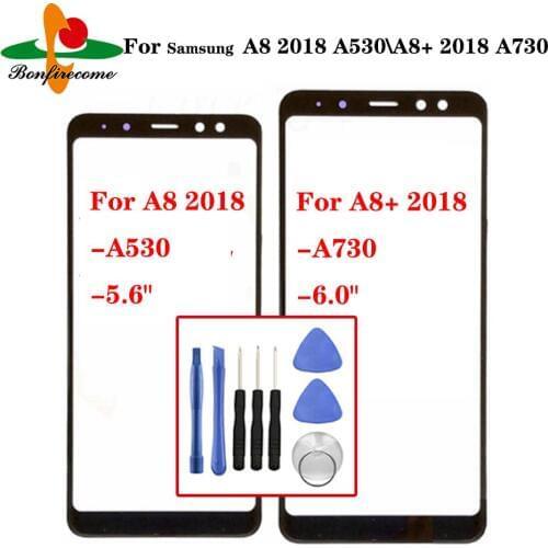 For Samsung Galaxy A8 2018 A530 A530F A530X A8 Plus A8+ 2018 A730 A730F Front Outer Glass Lens Touch Screen Lens Replacement