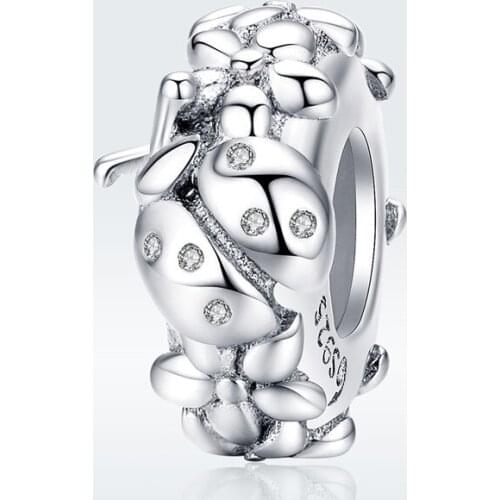 Fit Europe Bracelet Original 925 Sterling Silver White CZ Seven Star Ladybug Beads S925 Cherry Blossom Insect Beads DIY Jewelry