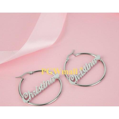 Personalized High Quality Personalized Name Drop Earrings Customize Namplate Earring Women Stainless Steel Party Gifts