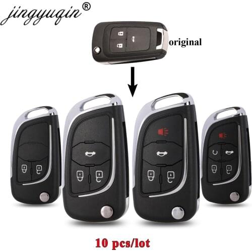 Jingyuqin 10X Modified Flip Remote Key Case Shell For Chevrolet Cruze Epica Lova Camaro Impala Aveo Malibu Folding Key Fob Case