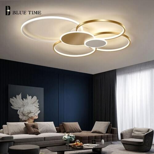 Circle LED Chandelier For Bedroom Dining Room Living Room Kitchen Modern Ceiling LED Chandeliers Home Indoor Lighting Black Gold
