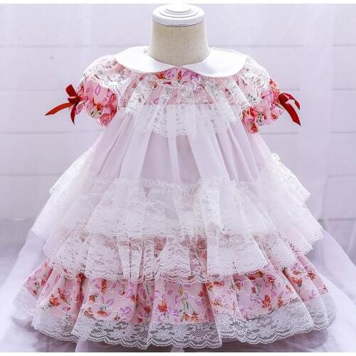Summer Princess Girls Dress 2-6 Years Baby Girl Clothes Children Dress Pink Lace Vintage Lolita Apron Dresses for Wedding Party