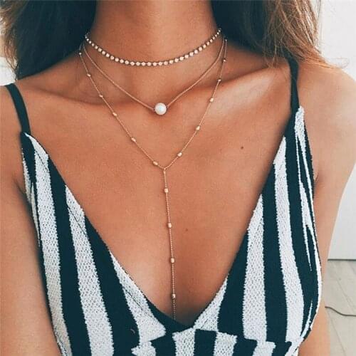 Fashion Clavicle Chain Pearl Pendant Mulitlayer Necklace for Friends Gifts Party Jewelry Accessories