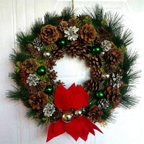 New Year Home Decoration Accessories Ornament Holiday Natal Wreaths Winter Xmas Rustic Door Wreath Christmas Natural Pinecones