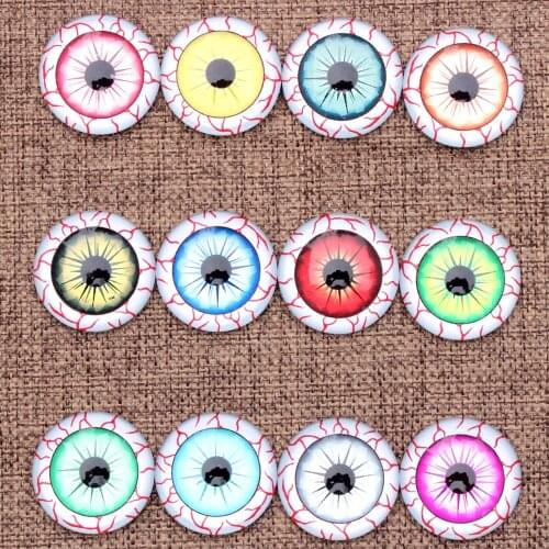 From 8mm to 25mm Round Dragon Eyes Random Mixed In Pairs Pattern Glass Flatback Photo Cabochons Base DIY Msking Accessories