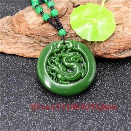 Necklace Fashion Women Natural Men Green Dragon Jewelry Gifts Amulet Chinese Jade Jadeite Hand Charm Carved for Pendant