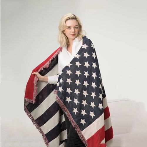 USA Flag American Blanket Mat Cover Bedspread Star Sofa Cover Cotton Air Bedding Room Decor Tapestry Throw Rug United States