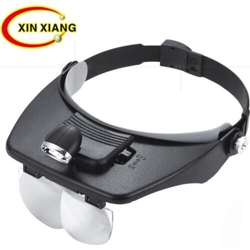 Factory Direct Selling Double LED Lamp Hat Four Multiple Readings Embroidery Repair Tool Magnifier Magnifying glass Loupe Lupa