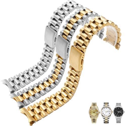 Stainless steel watchband for mens Citizen Enicar wristband 18mm 20mm 22mm curve end steel strap with folding buckle