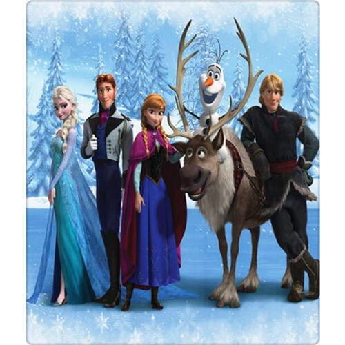 Snow World Cartoon Birthday Photography Background Newborn Digital Printed Photo Backdrop for Studio Custom Name Design Free