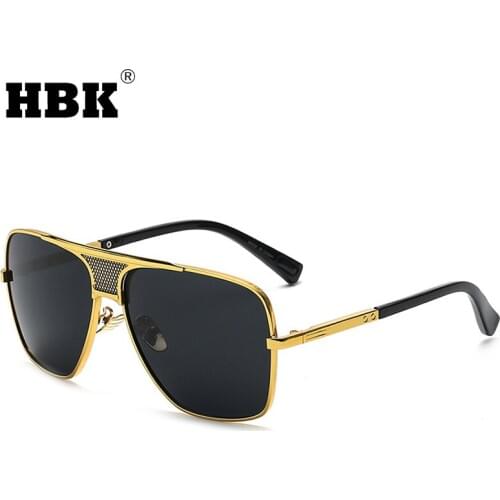 HBK Fashion Oversized Pilot Sunglasses Men Women Gradient Lens Black Tea Clear Eyewear Gold Brand Design Zonnebril UV400