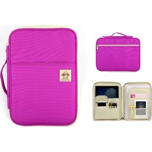 A4 Document Storage Bag Waterproof Oxford Cloth Multifunctional Business Organizer Bag File Folder Office Stationery Organizer