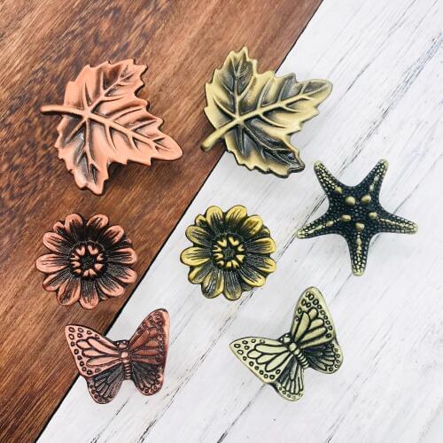 Solid Antique Brushed Drawer Handle Starfish Floral Closet Door Pulls Knob Kitchen Cabinet Handles and Knobs Furniture Hardware